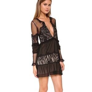 For Love And Lemons Black Sheer Lace Mini Dress